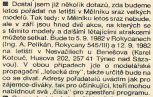 Setkání obřích modelů - Sloupek ing. J. Havla, Modelář 8/1982
